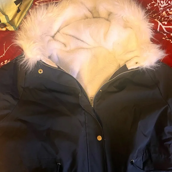 Women's Black Jacket with Faux Fur Lining - Picture 1 of 5